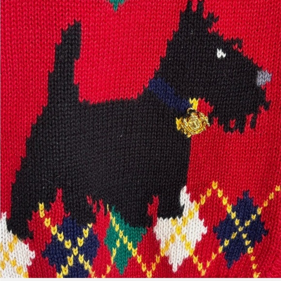 RARE Vintage Susan Bristol 1992 Scottie Terrier Dog Cardigan Holiday Sweater M - Picture 2 of 13
